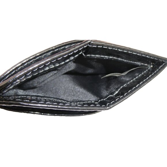 Coach Signature Black Patent Leather Card Case - Picture 7 of 10